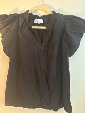 Dear John black v neck flutter sleeve top small